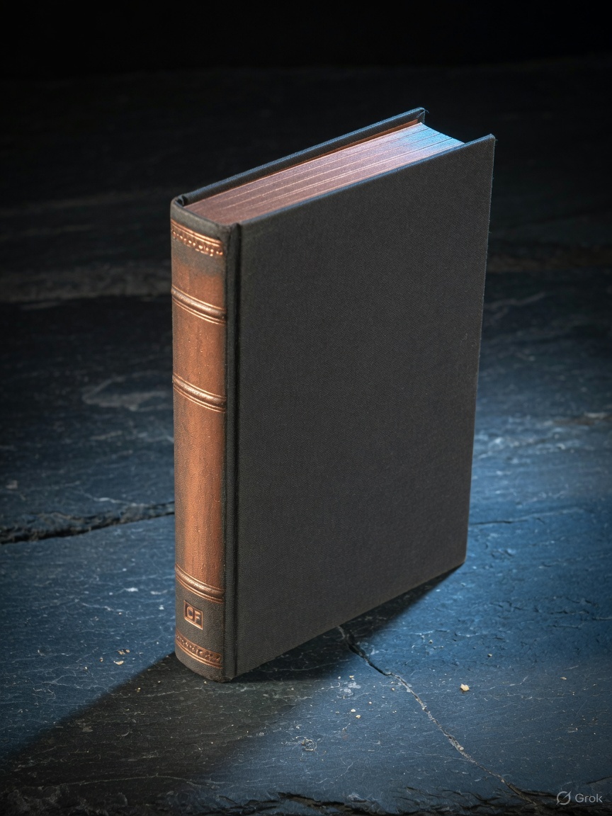 Cloth-bound CertForge study guide with copper spine